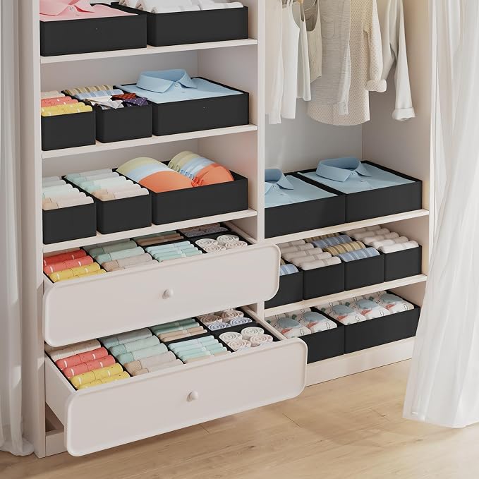 DIMJ Drawer Organizer Clothes Storage - 18 Pack Baby Dresser Organizer for Nursery, Foldable Closet Drawer Organizer Bins for Bedroom Organization, Fabric Storage Dividers for Socks, Underwears, Bras - Image 4