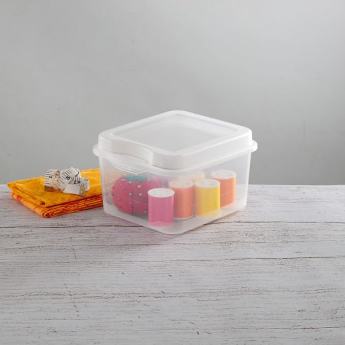 Sterilite 48-Pack Square Small FlipTop, Clear Plastic Storage Box with Hinged Lid - Stackable Multipurpose Organizer for Art and Craft Supplies, Accessories, Photos & CDs, Home or Office Use - Image 5