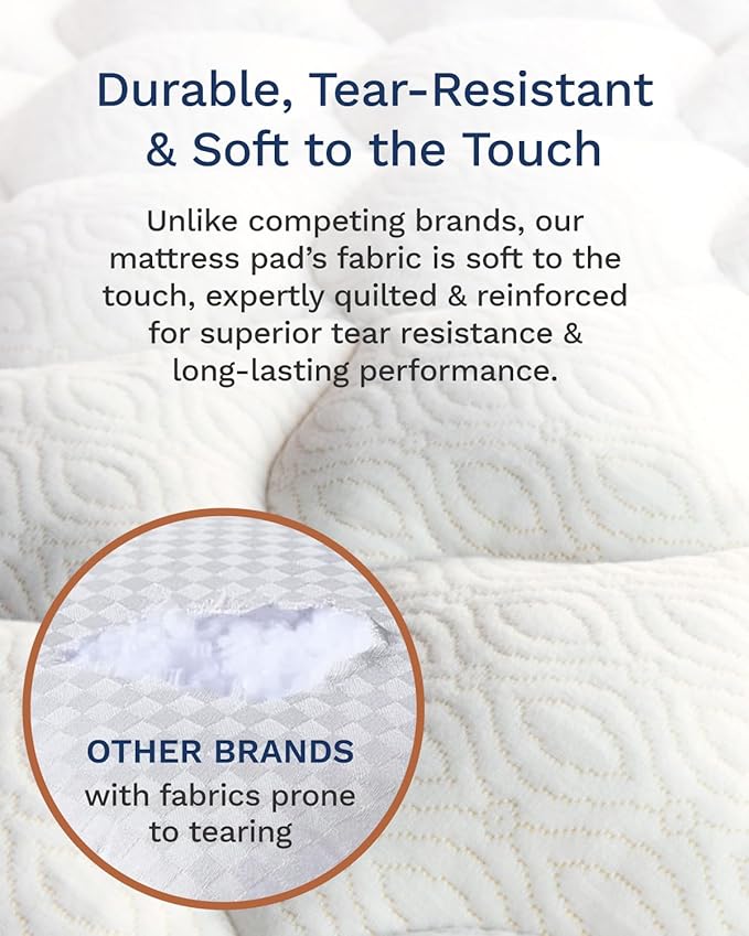 ViscoSoft Copper Pillow Top Cal King Mattress Pad - Soft Overstuffed Premium Cloud-Like Support - Quilted Fiberfilled Mattress Topper with Deep 18" Pocket for Secured Fit