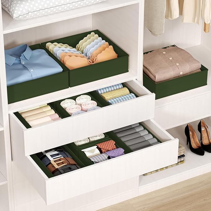 DIMJ Drawer Organizer Clothes - 18 Pack Closet Drawer Organizer Bins for Baby Clothes Storage, Fabric Dresser Organizer for Nursery Bedroom, Foldable Small Drawer Dividers for Underwear Socks - Image 3