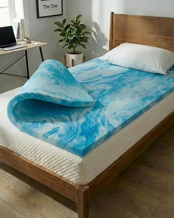 Super Soft Memory Foam Mattress Topper Twin XL Size - 2 Inch Breathable Gel Infused Memory Foam - Plush Feel Ventilated Mattress Pad - Pressure, Comfort, Pain Relief Bed Topper, CertiPUR-US & Oeko-Tex