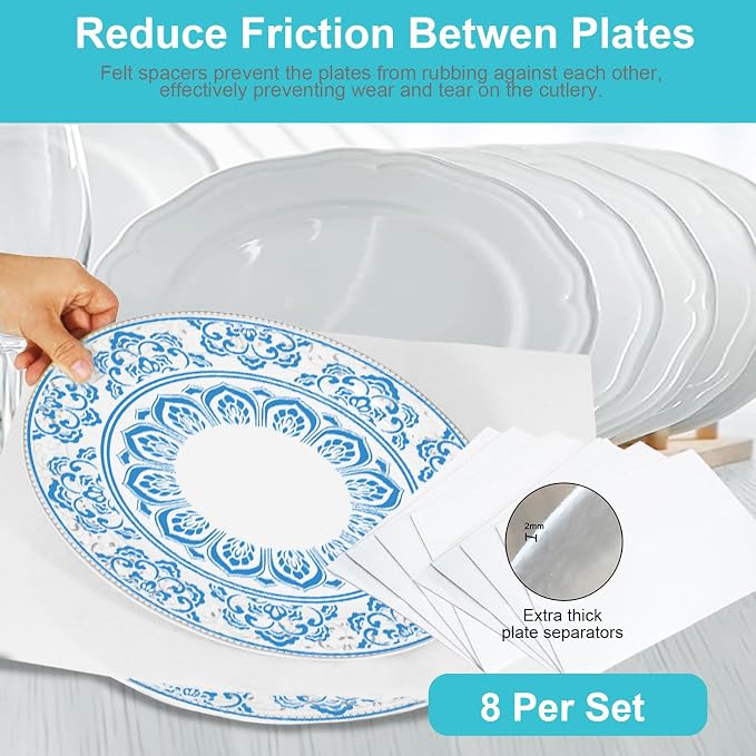 Quilted Platter Storage Case-Fine China Storage Containers Hard Shell for Organizing,Stackable Plate Storage Containers with 4 Felt Dividers,dinnerware Storage,Moving Box,Moving Supplies - Image 3