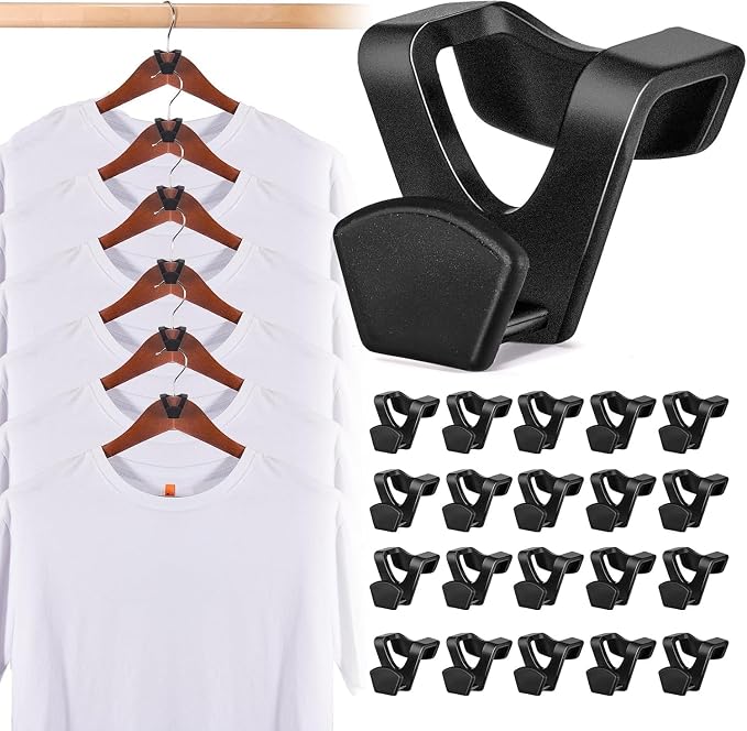 HOUSE DAY Space Saving Hangers 100 Pack, Clothes Hanger Connector Hooks, Heavy Duty Closet Space Saver, Small Space Solutions, Cascading Dorm Room Closet Organizer and Storage - Black by HOUSEDAY