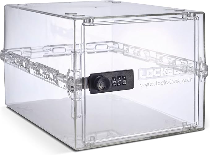 Lockabox One™ | Premium Lock Box | Medium Combination Lock Box For Food, Medicine & Home Safety | External Size 12 x 8 x 6.6 inches (Crystal) by Lockabox