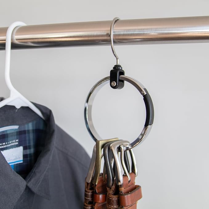 Rolly Hanger® Closet Space Saver – Premium Rotating Aluminum Organizer for Belts, Ties, Hats & Handbags – Heavy Duty 360° Swivel – Declutter & Maximize Storage (1 Pack) - Image 2
