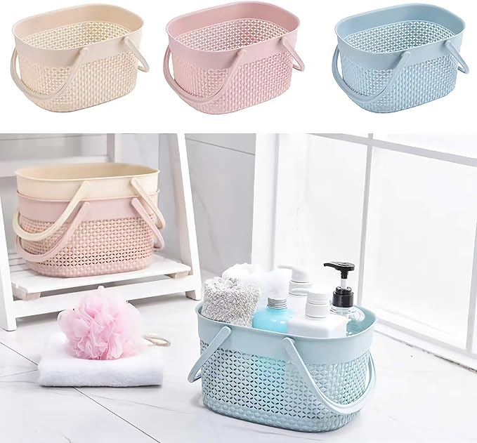 rejomiik Portable Shower Caddy Basket, Plastic Organizer Storage Tote with Handles Toiletry Bag Bin Box for Bathroom, College Dorm Room Essentials, Kitchen, Camp, Gym, Blue - Image 8