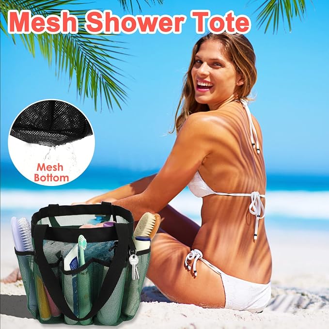 Fammart Mesh Shower Caddy Portable for College Dorm Room Essentials, 8-Pocket Large Shower Basket Tote Bag with 2 Handles for Toiletry, Bathroom, Beach, Camp, Gym - Image 5