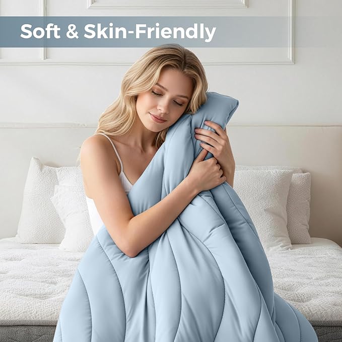 EASELAND Cooling Mattress Pad Queen Size for Hot Sleepers Pillow Top Mattress Cover Quilted Fitted Mattress Protector Breathable Mattress Topper with 8-21" Deep Pocket(60x80 Inches,Dusty Blue)