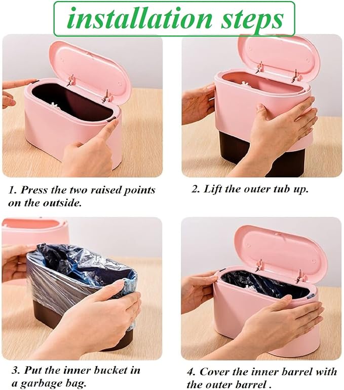 LTWQLing Mini Trash Can with Lid - Removable Small Garbage Can, Tiny Plastic Trash Bin, Pop Up Countertop Wastebasket, Counter Garbage Lint Bin for Bathroom,Office,Kitchen,Desk,Coffee Table(Sky Blue) - Image 8