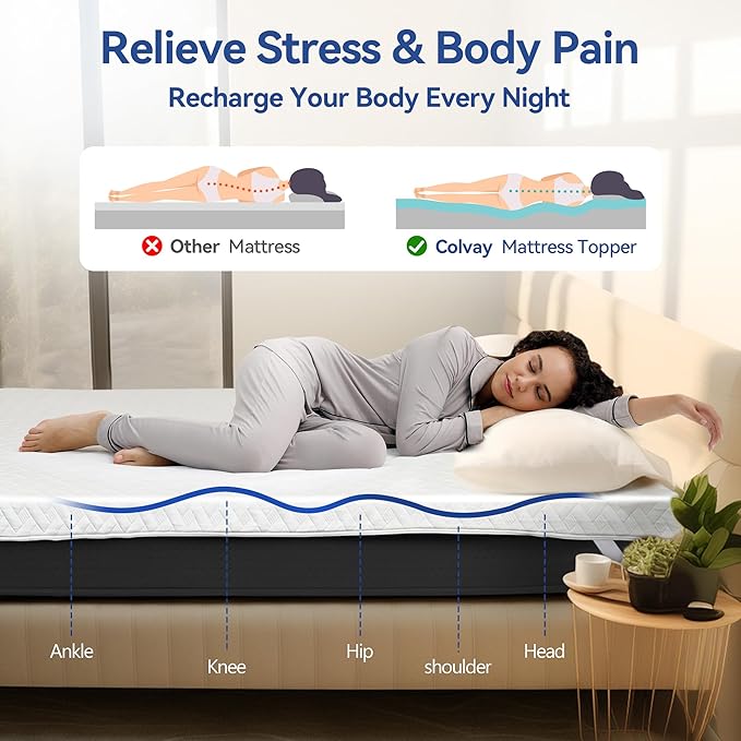 3 Inch Gel Memory Foam Mattress Topper Full Size for Back Pain, Cooling Mattress Pad Bed Topper with Removable and Washable Bamboo Cover, CertiPUR-US & Oeko-Tex Certified – White