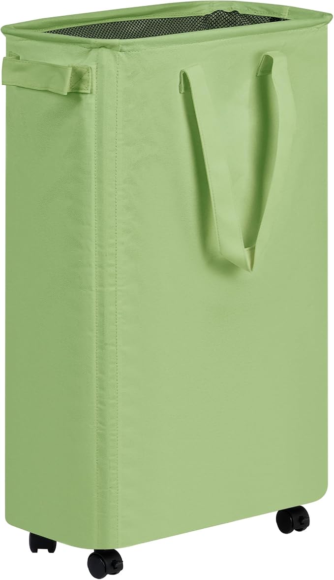 efluky Slim Laundry Hamper with Wheels, Rolling Laundry Basket for Clothes, Small Laundry Basket for Bedroom, Dorm and Laundry Room, 60L (12.7 Gallons) Green by efluky