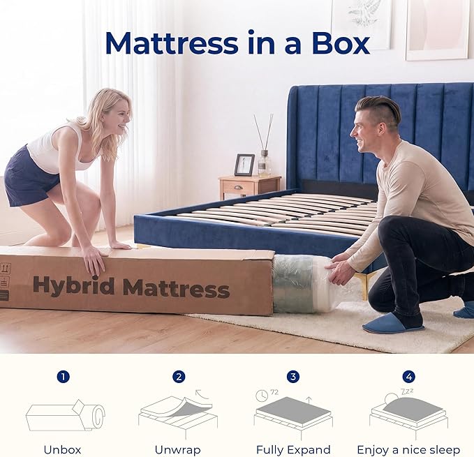 Neo Sleep Queen Size Mattress, 8 Inch Hybrid Comfort & Supportive Mattress in a Box, Cooling Gel Memory Foam and Spring with Pressure Relief, CertiPUR-US Certified