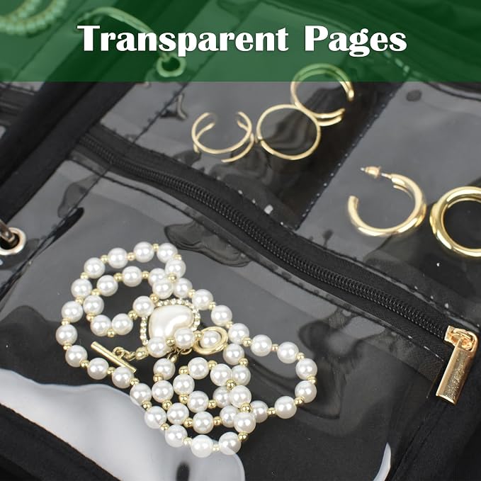 Travel Jewelry Organizer Case,Jewelry Bags Jewelry Storage Book Binder with Clear Zipper Velvet Pouch for Traveling,Earrings, Rings, Necklace, Bracelet (Inner Pages, 3 PCS) - Image 5