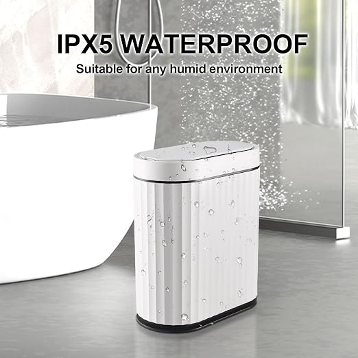 ELPHECO Bathroom Trash Can with Lid 2 Gallon Small Sensor Garbage Can, Slim Smart Trash Bin, Waterproof Automatic Wastebasket, Narrow Plastic Garbage Bin for Bathroom, Kitchen, Office, Black White - Image 6