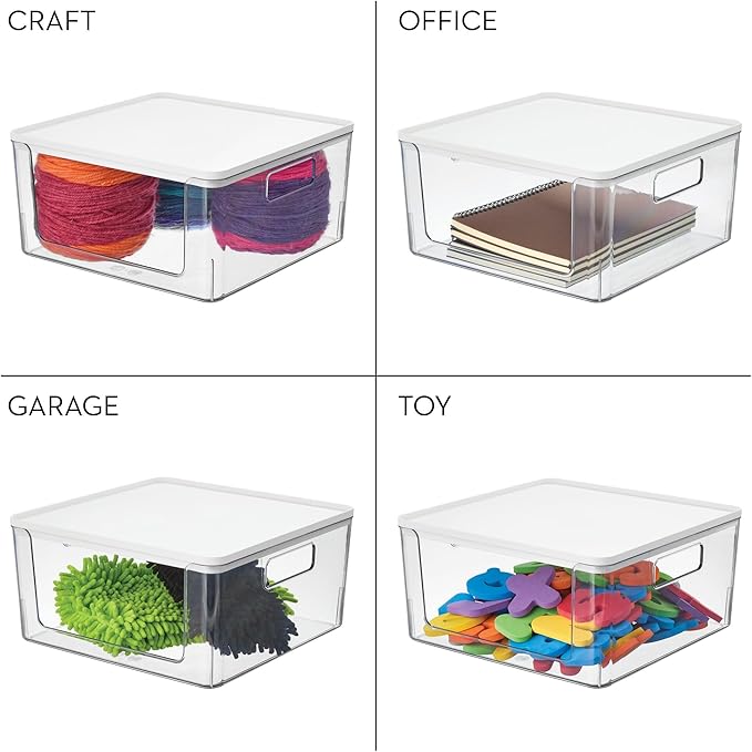 Rosanna Pansino x iDesign Recycled Plastic Open Front Kitchen Storage Bin with Lid, Clear Bin/Marshmallow Lid, 12" x 12" x 6" - Image 3