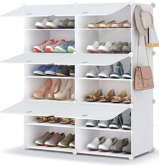 HOMIDEC Shoe Rack, 6 Tier Shoe Storage Cabinet 24 Pair Plastic Shoe Shelves Organizer for Closet Hallway Bedroom Entryway by DecorateYourHome