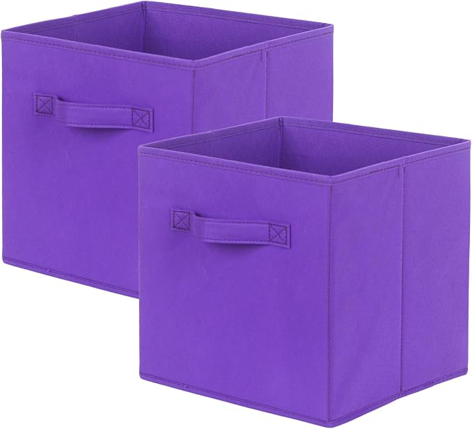 ShellKingdom Storage Bins, Foldable Fabric Storage Cubes And Cloth Storage Organizer Drawer For Closet And Toys, 2 Pack (Violet) by ShellKingdom