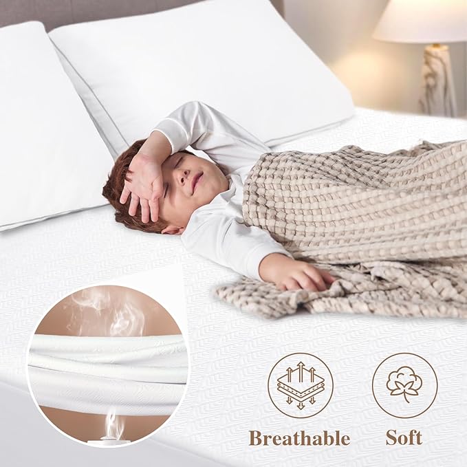 Twin Size Waterproof Mattress Protector Cooling Mattress Pad Mattress Cover, Extremely Cozy Bed Cover 3D Air Fabric Smooth Soft Noiseless Washable, 5''-18'' Deep Pocket