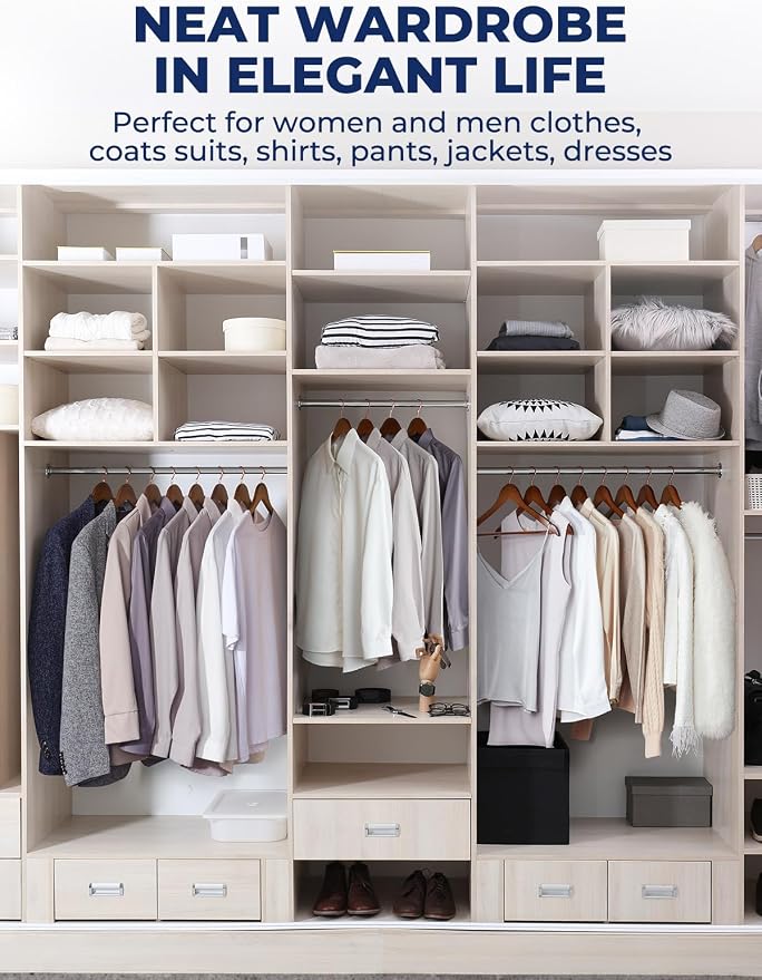 Smartor Wooden Hangers 20 Pack, Solid Wood Coat Hanger for Closet, Heavy Duty Wood Hangers for Suits, Shirts, Dresses, with 360° Rose Gold Hook, Non Slip Pant Bar, Walnut - Image 9