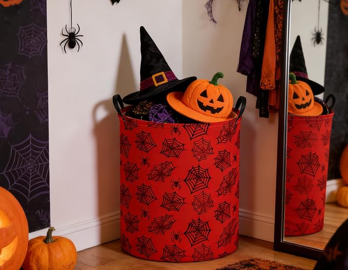 Kids Laundry Basket Spider Hamper for Nursery Boys Hamper Cute Kids Storage Bin Organizer Room Decor for Home(Red spider) - Image 6