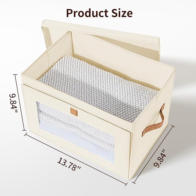 DIMJ Storage Bins with Lids - 6 Pack Large Fabric Closet Organizer with Window & Handles, Collapsible Decorative Storage Boxes for Shelves Under Bed, Books Clothes Blankets Sweaters Organization - Image 7