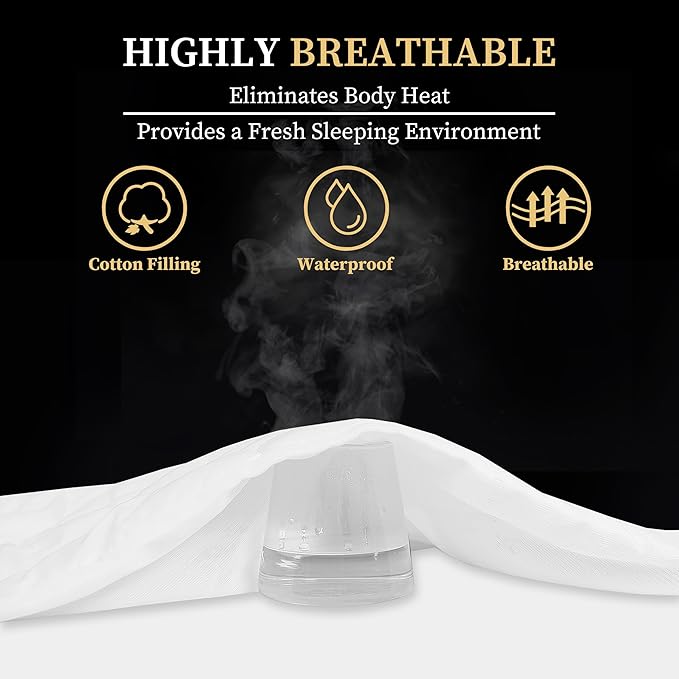Cal King Quilted Fitted Waterproof Mattress Pad, Breathable Premium Soft Filling Mattress Protector, 8-21 Inches Deep Pocket Noiseless Mattress Cover (White)