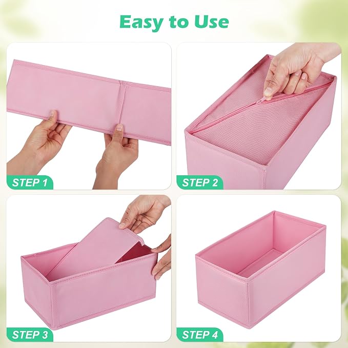 Drawer Clothing Organizer 16-Pack, Pink 3 Sizes Underwear Drawer Dividers, Fabric Folding Wardrobe Organizer for Baby Clothes, Bras, Underwear, Underpants, Belts, Socks, Ties, etc. - Image 6