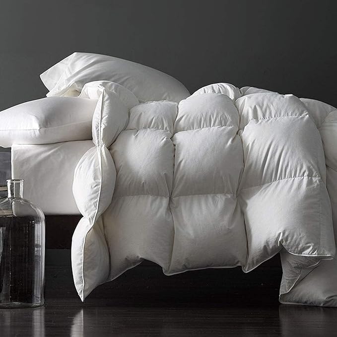 Royoliving Premium Feathers Down Duvet Insert Comforter Oversized King Size Heavyweight Thickened Winter White 100% Cotton Cover with Corner Tabs (120x98, 87 oz)