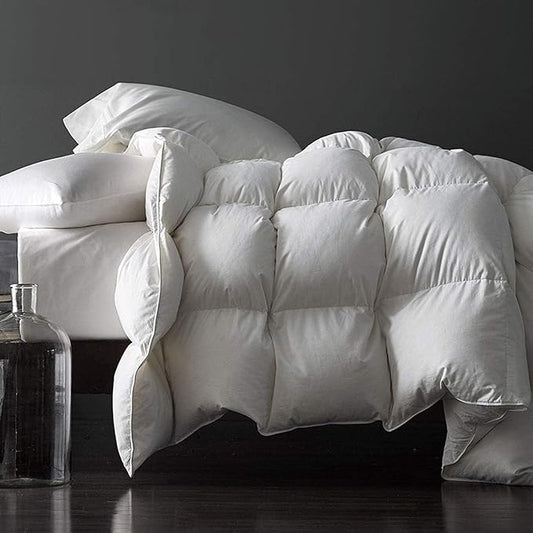 Royoliving Premium Feathers Down Duvet Insert Comforter Oversized King Size Heavyweight Thickened Winter White 100% Cotton Cover with Corner Tabs (120x98, 87 oz)