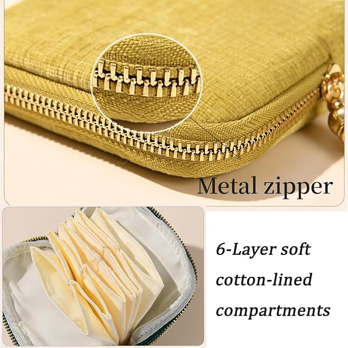 Small Travel Jewelry Organizer Bag Soft Lined Zipper Storage Bag with Tassel Portable Small Jewelry Travel Case for Rings Earrings Necklaces Bracelets, Anti-Scratch Jewelry Holder Pouch for Women Girl - Image 7