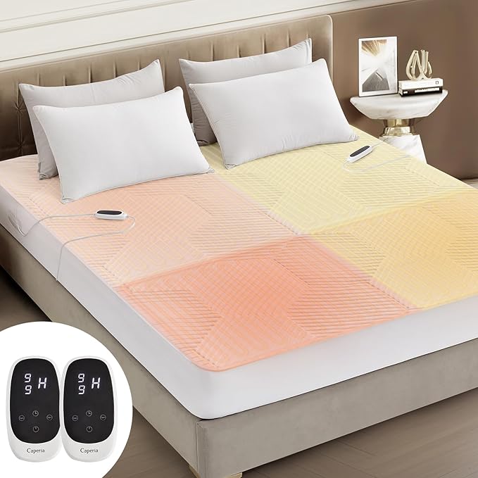 Multizone Waterproof Heated Mattress Pad, Individual Body & Feet Electric Mattress Bed Warmer 9 Heat Settings, 1-12 Hours Auto Off, Deep Pocket, Fast Heating, Machine Washable King, 78" x 80"