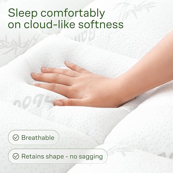 Niagara Ultra Soft Queen RV Size Mattress Topper - Viscose Made from Bamboo Pillow Top Mattress Pad for Back Pain Relief - Naturally Cooling for Hot Sleepers, fits 6-18" Mattress, 600GSM, White