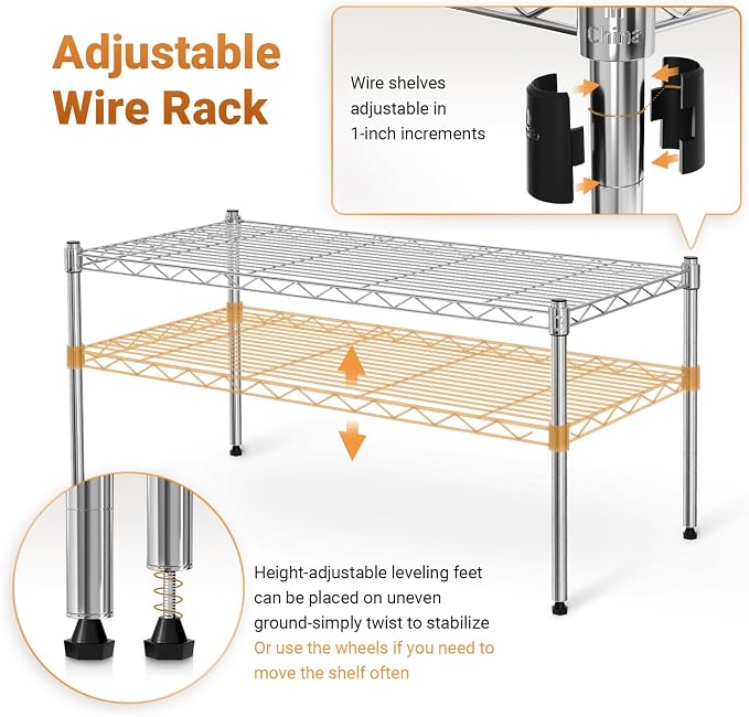 Simple Deluxe 1-Tier Shelving Units, 29.92" W x 13.78" D x 14.96" H Steel Wire Rack Storage Shelving Organizer, Chrome - Image 5
