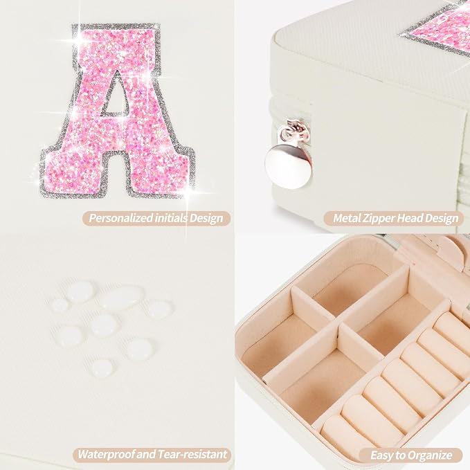 Uygafly Graduation Birthday Gifts for 4 5 6 7 8 9 10 11 12 13 Year Old Girls,Gifts for Teens Kids Daughter Sister Her,Travel Jewelry Case Small Box Organizer for Women Cute Stuff | Cream,A - Image 4