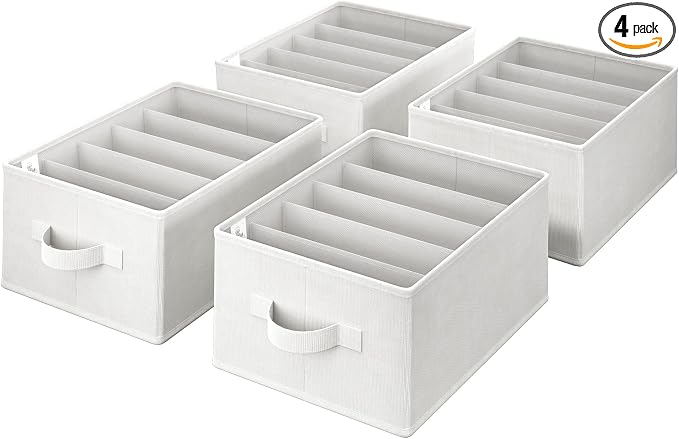 GRANNY SAYS Wardrobe Clothes Organizer, Drawer Organizers for Clothing, Closet Organizers and Storage, Organizer for Drawer, Pants, Jeans, T Shirt, Beige, 4-Pack by GRANNYSAYS