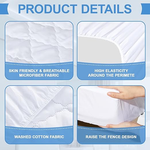 Lounsweer 2 Pack Waterproof Hospital Mattress Cover, 80x36x12in White Fitted Bed Sheet Protectors, Incontinence Protection Leakproof Breathable for Elderly, Adults Home Hospital Beds