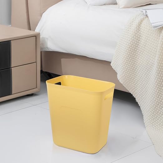 UUJOLY Plastic Small Trash Can Wastebasket, Garbage Container Basket for Bathrooms, Laundry Room, Kitchens, Offices, Kids Rooms, Dorms, 3.5 Gallon, Yellow - Image 2
