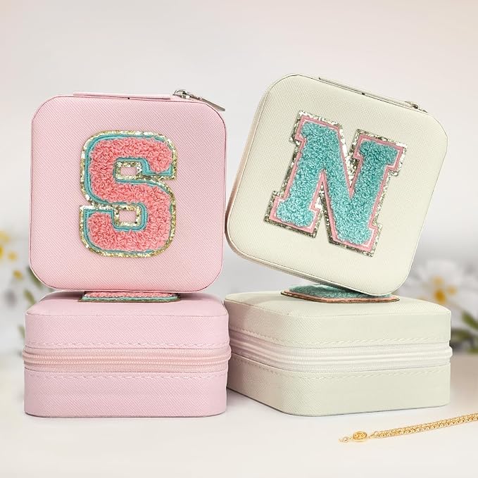 SANDJEST Personalized Jewelry Box, White Travel Jewelry Box with Initial N, Small Monogrammed Jewelry Case Organizer for Girls Women Teen Kids, Mini Travel Essentials Gifts for Birthday Christmas - Image 6