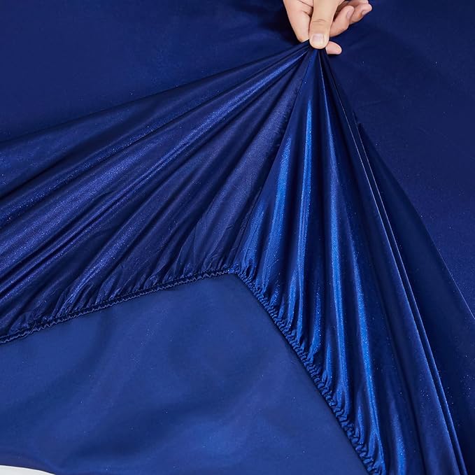 Jacquard Queen Comforter Set Blue Satin Sheet Set Elegant Bedding Set 8 Pcs Vintage Neoclassical Floral Bed Home Decor Soft Comforter Luxury Hotel Silky Bed in a Bag with 1 Cushion Cover
