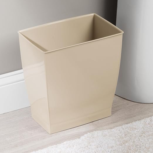 iDesign Small Plastic Bathroom Trash Can, Slim Rectangle Garbage Bin for Bedroom, Office, Dorm, Brown - Image 7