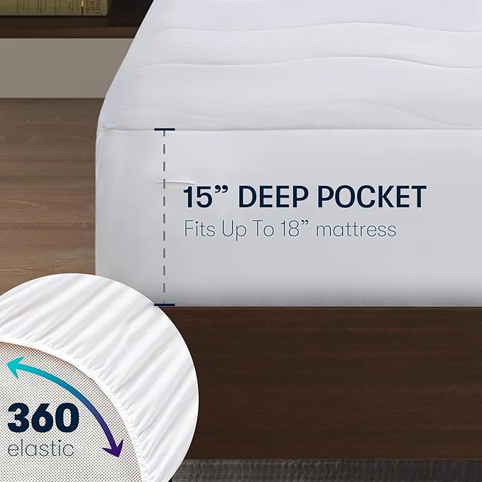 Serta Heated Mattress Pad King Size - Electric Mattress Pad, 10 Heat Setting Controller, Auto Shut Off Timer, Deep Elastic Pocket, Up to 17" Mattress, ETL Certified, Machine Wash, King, White