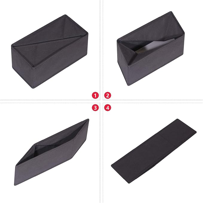 DIOMMELL 6 Pack Foldable Cloth Storage Box Closet Dresser Drawer Organizer Divider Fabric Baskets Bins Containers for Clothes Underwear Bras Socks Lingerie Clothing, Dark Grey 060 - Image 3
