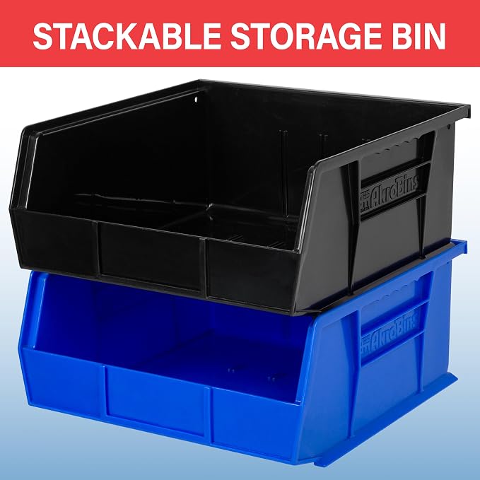 Akro-Mils 30235 AkroBins Plastic Storage Bins, Space-Saving Stackable Bins for Garage, Pantry, Craft Organization, 11" x 11" x 5", Stone, 6-Pack - Image 4