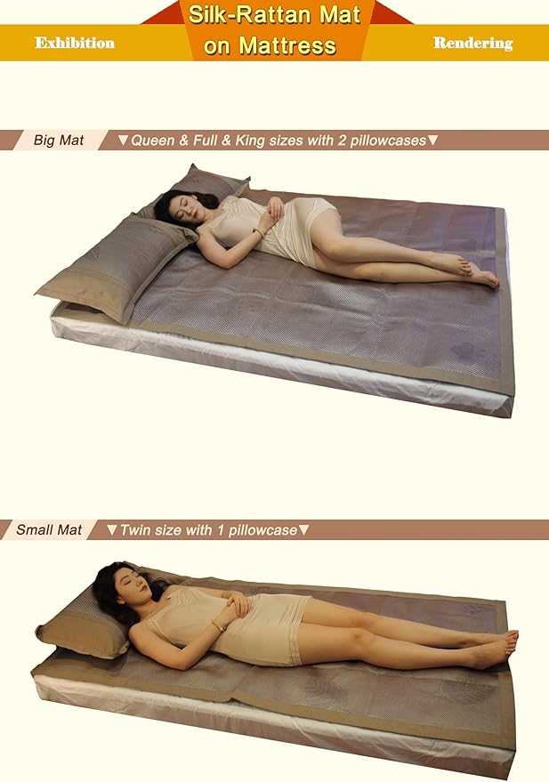 Square Cooling Bedding Mat,Ice Silk Rattan Matting,Foldable Jacquard Mixed Ice Silk & Rattan Mat,冰藤席 (Green, King)