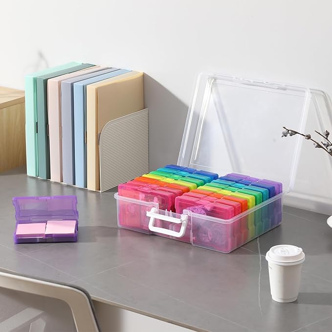 novelinks Transparent 4" x 6" Photo Cases and Clear Craft Keeper with Handle, 16 Inner Photo Organizers & Photo Storage Box, Plastic Photo Storage Containers (Color - 2Pack) - Image 4