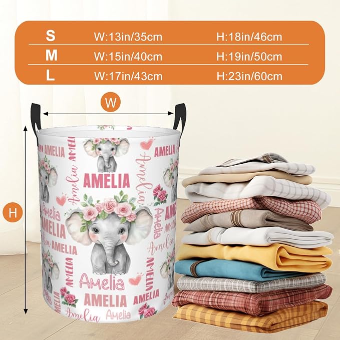 Custom Name Laundry Hamper, Personalized Laundry Basket with Name for Baby Boys Girls, Customized Collapsible Dirty Clothes Hamper Storage with Handles for Bedroom Bathroom Dorm Room Decor - Image 3