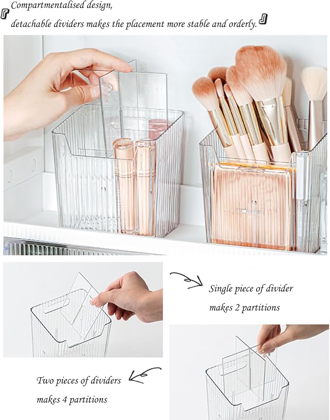 Set Of 2 Storage Organizer Bins Wall Mounted Shower Caddy, Bathroom shelves Stackable Clear Plastic Toothbrush Holder Adhesive Hanging Bin for Bathroom, Kitchen, Cabinet, Shower BPA Free Small (Green) - Image 2
