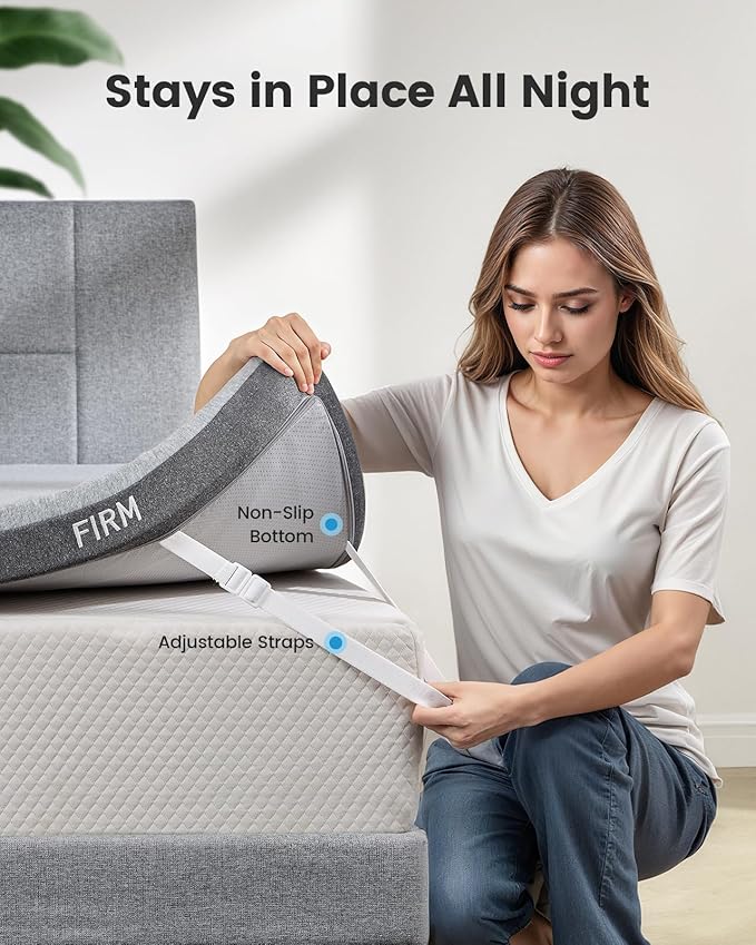 PERLECARE Dual Firmness Mattress Topper King, 3 Inch Firm Bed Topper with Split Soft & Firm Zones, Supportive Mattress Pad for Back Pain, Non-Slip & Removable, Made with CertiPUR-US® Certified Foam