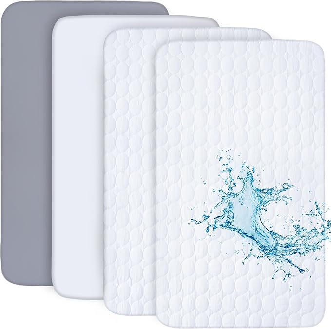 Waterproof Mattress Protector 4 Pack Set,Waterproof Mattress Pad Cover for Baby Boys and Girls