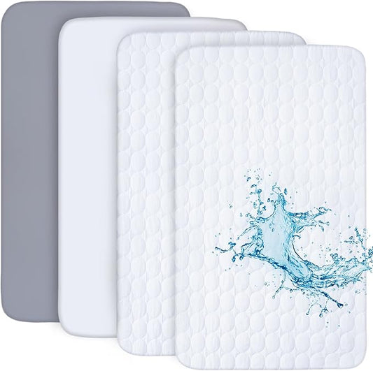 Waterproof Mattress Protector 4 Pack Set,Waterproof Mattress Pad Cover for Baby Boys and Girls
